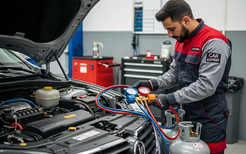 Car AC cooling issue diagnosis service in Dubai