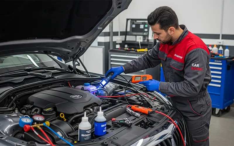 Car AC leak detection and sealing service in Dubai